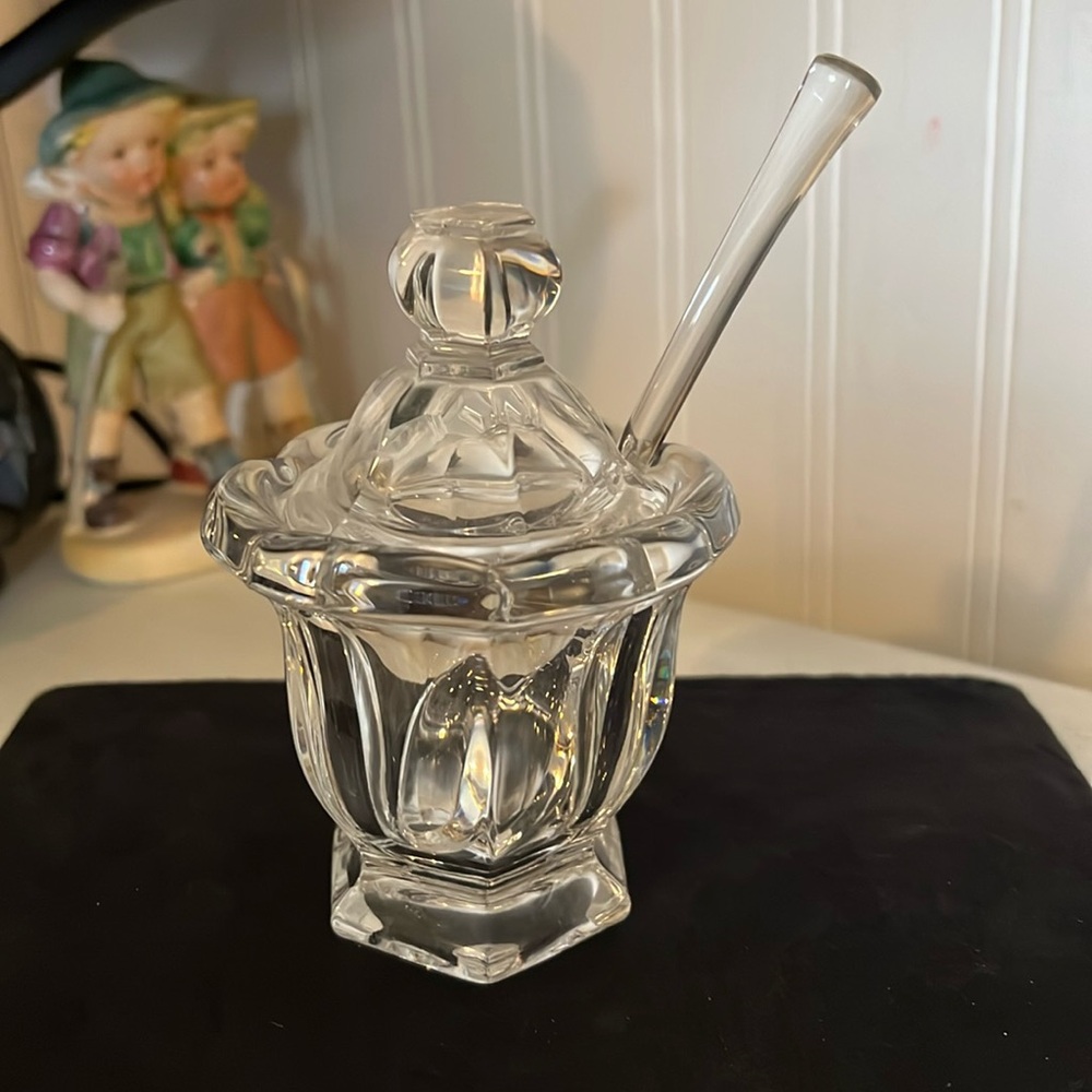 Baccarat crystal jam jar lid & spoon